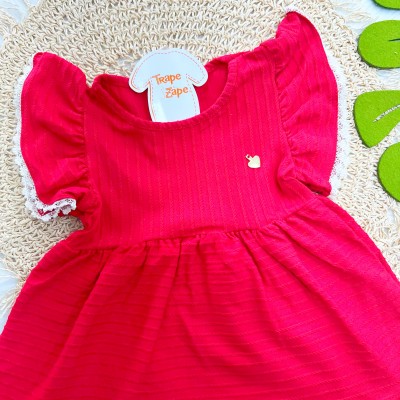 Vestido com Manga Flare e Babadinho - Vermelho